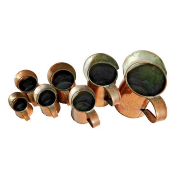 Vintage Graduated Copper Plated Pitchers Set of 7 - Picture 5 of 11